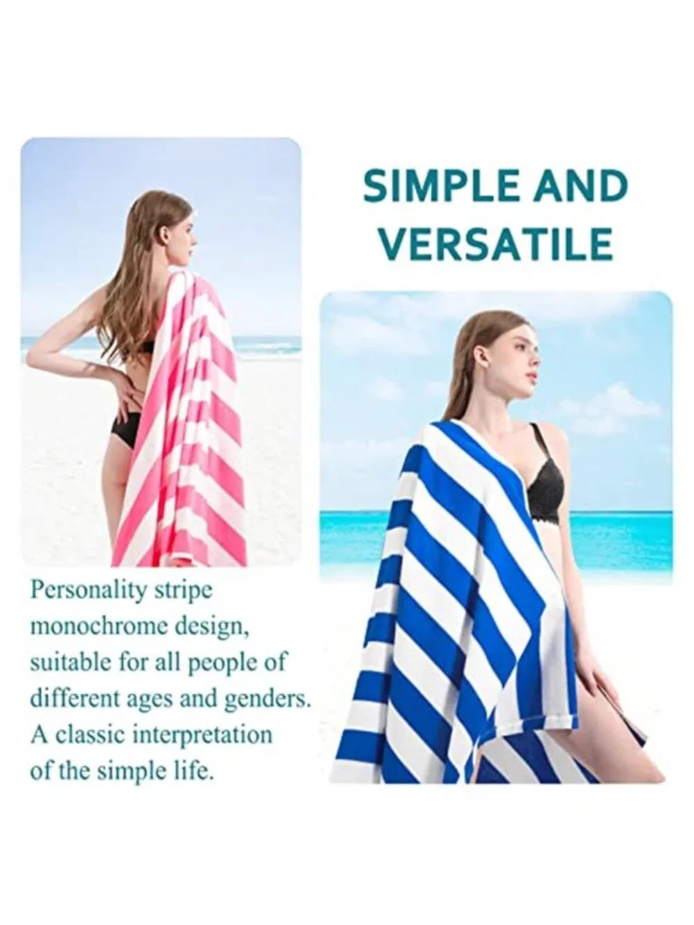 Oversized Microfiber Beach Towel Quick Dry Soft Pool Travel Towel 72 x 40
